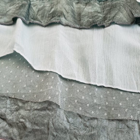 Blue Chip Mixed Media Ruffle Camisole Tank SZ S - Picture 7 of 9